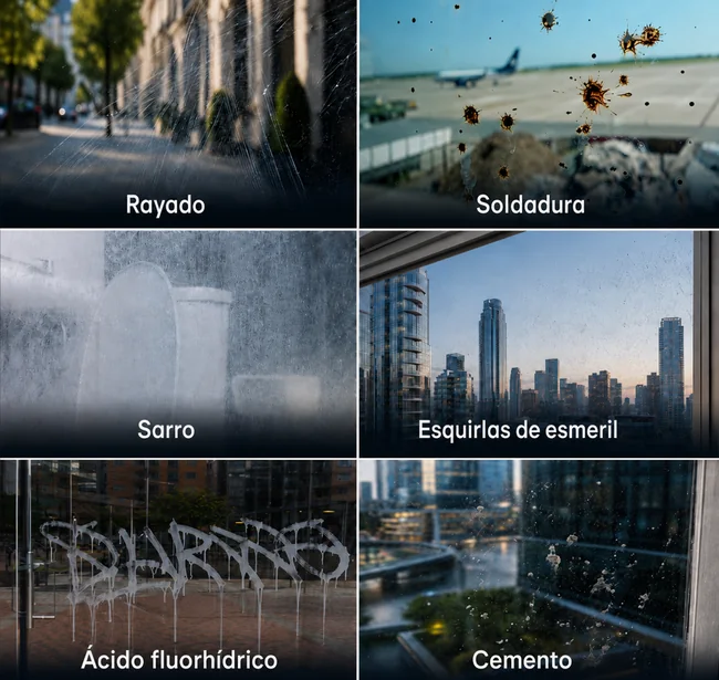 Seis tipos de daño en vidrio que Grupo GNOVIA puede evaluar