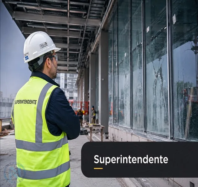 Superintendente frente a una fachada con vidrios por revisar