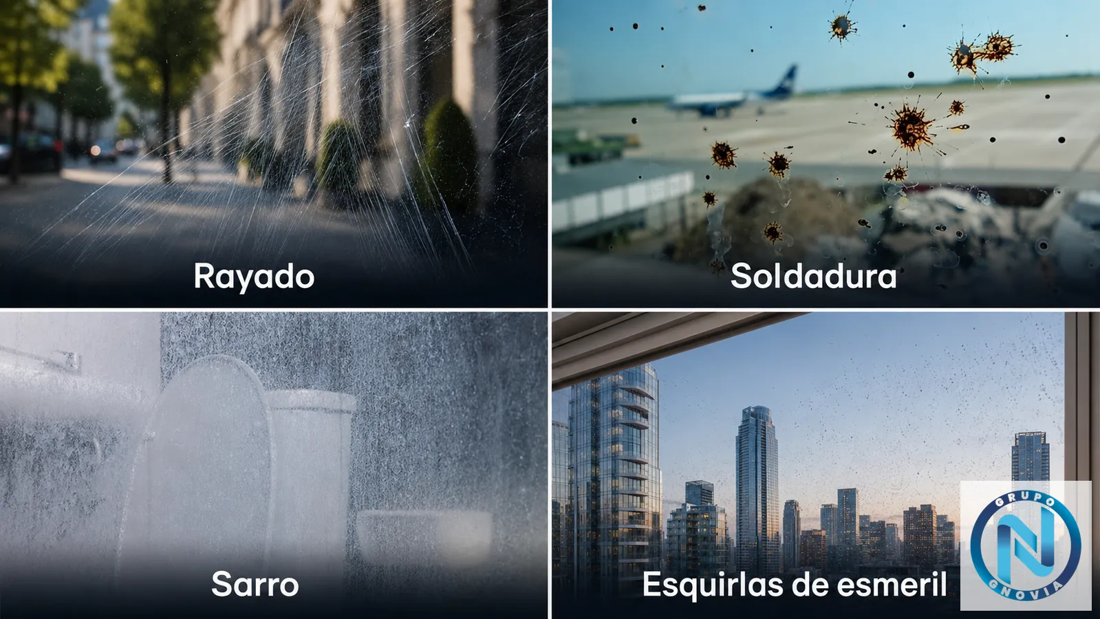 Tipos de daños en vidrio que restaura Grupo GNOVIA